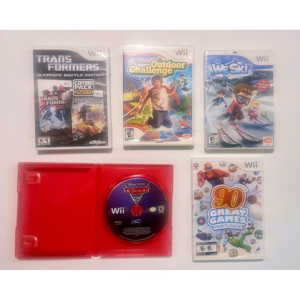 Wii Games Bundle-Transformers, Cars 2, We Ski, Outdoor Challenge, 90 Great Games